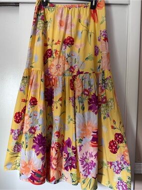 H&M Yellow Floral Midi Skirt